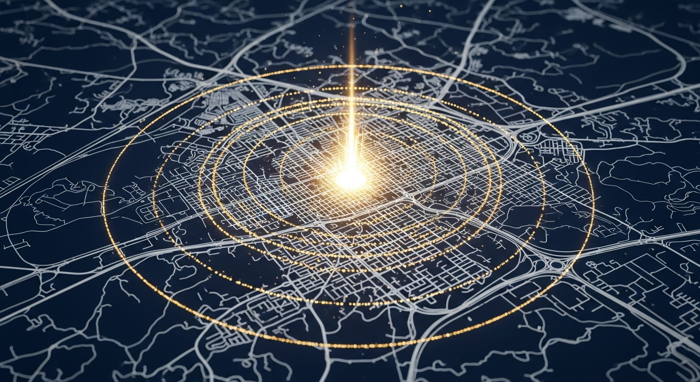 City map with launch epicenter